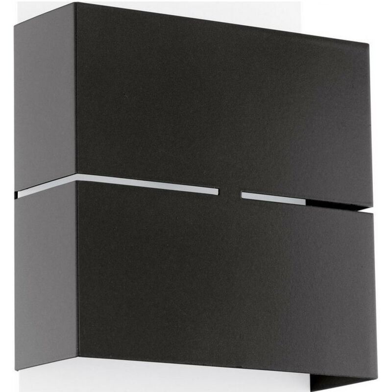 Aplique de pared exterior Eglo Kibea 5W 3000K Luz cálida. Forma Cúbica 26×15 cm. Terraza, jardín y piscina. Estilo moderno y diseño. Acero y Acero galvanizado. Color antracita, blanco y negro