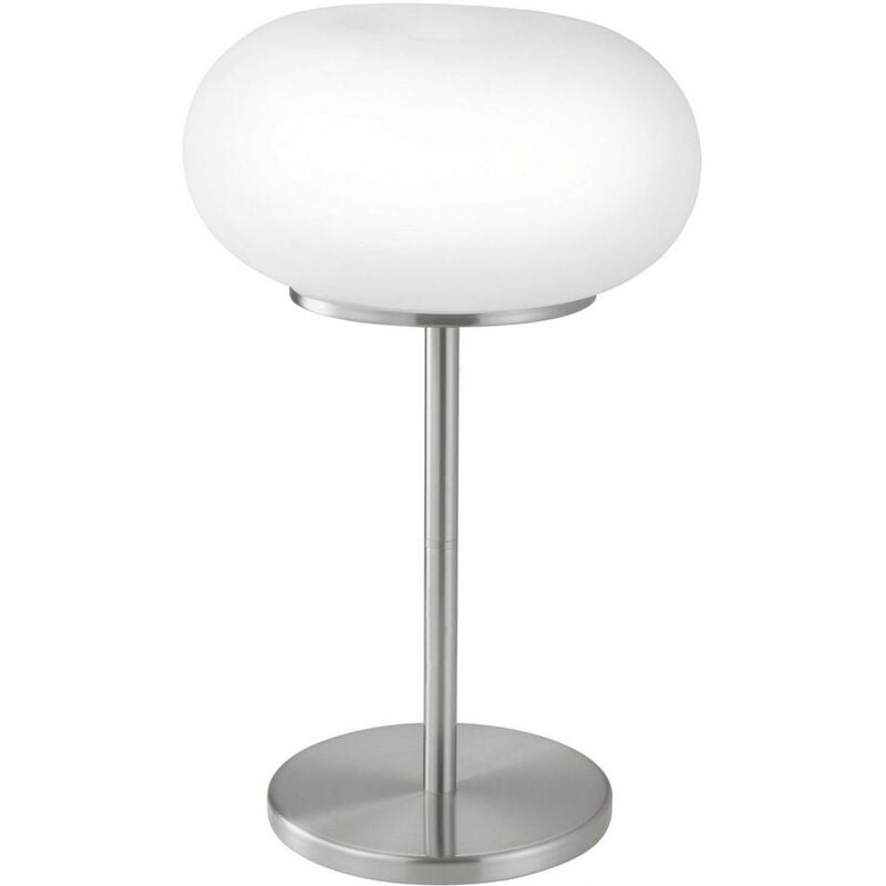 Eglo Optica De mesa acero ip20 e27 60w ambience sobremesa 120w forma ø 28 cm. dormitorio oficina y zona trabajo. estilo vidrio opalino.