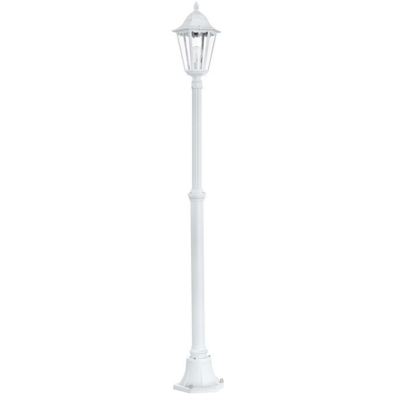 Farola Eglo Navedo 60W Forma Cónica Ø 23 cm. Lámpara de pie Terraza, jardín y piscina. Estilo retro y vintage. Aluminio y vidrio. Color blanco