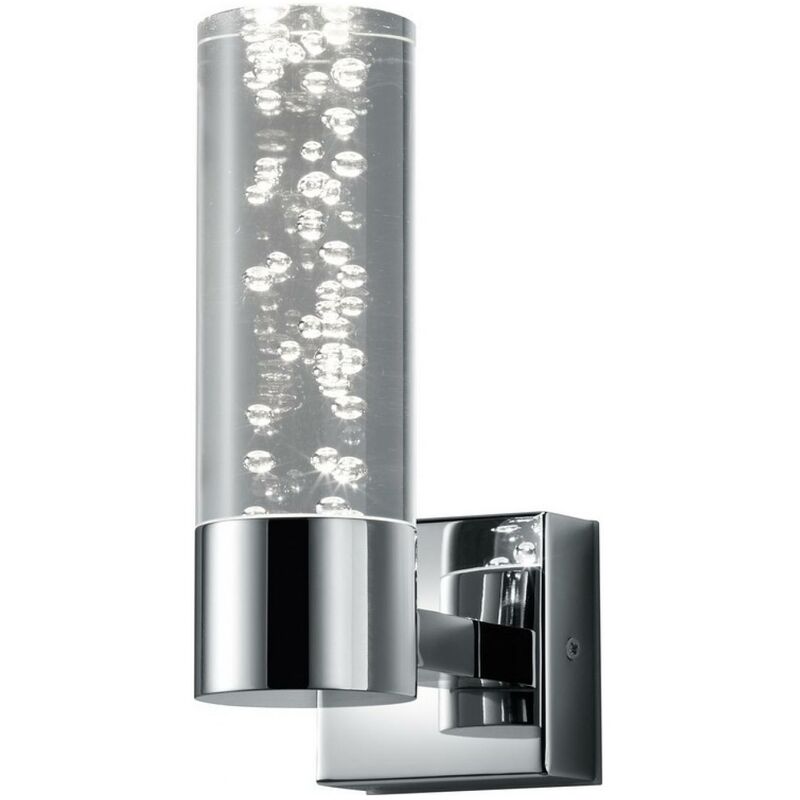 Aplique de pared interior Trio Bolsa 3.2W 3000K Luz cálida. 19×7 cm. LED integrado Baño. Estilo moderno. Fundición de metal. Color cromado