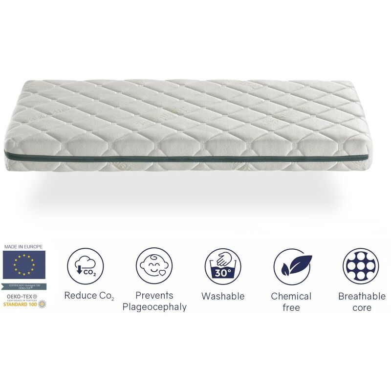 DORMISSIMO Materasso Culla 57x117 Cm In Bambù – Altezza 11 Cm, Traspirante, Antiacaro, Ergonomico Per Neonati