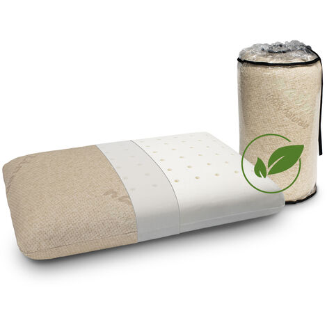Visco Pillow 100% cotone e lino 80X35 - Viscoelastico. Rimovibile e lavabile. Ergonomico. 100% cotone e lino (1/4)