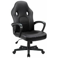 Devoko leather office chair, ergonomic racing chair, height adjustable, swivel computer desk chair with lumbar support, black