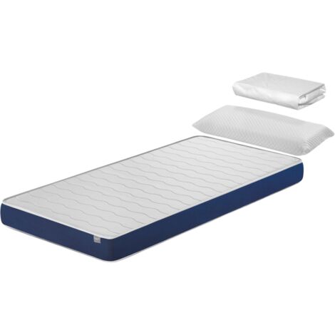 Pack Kindermatratze 90X200 ERGO KONFORT Hohe 14 CM H2 + 1 Memory Foam Kopfkissen + 1 Matratzenschoner