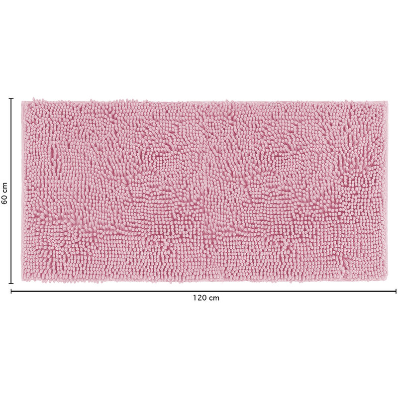 LUMI Tappeto Da Bagno A Righe Rosa 43x76 Cm - Extra Morbido In Microfibra, Assorbente, Antiscivolo E Lavabile In Lavatrice - 2