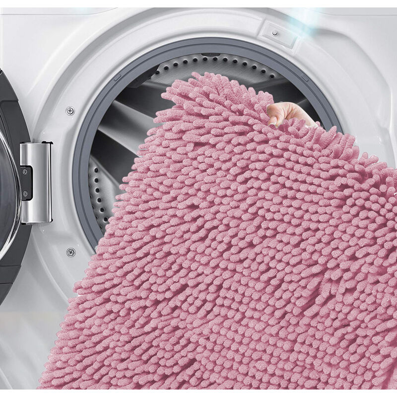 tappeto da bagno darling, 100% poliestere, con rivestimento antiscivolo, altamente assorbente, serie Santos, 70 x 120 cm, 1500 g/m², lavabile a 30 gradi, rosa scuro