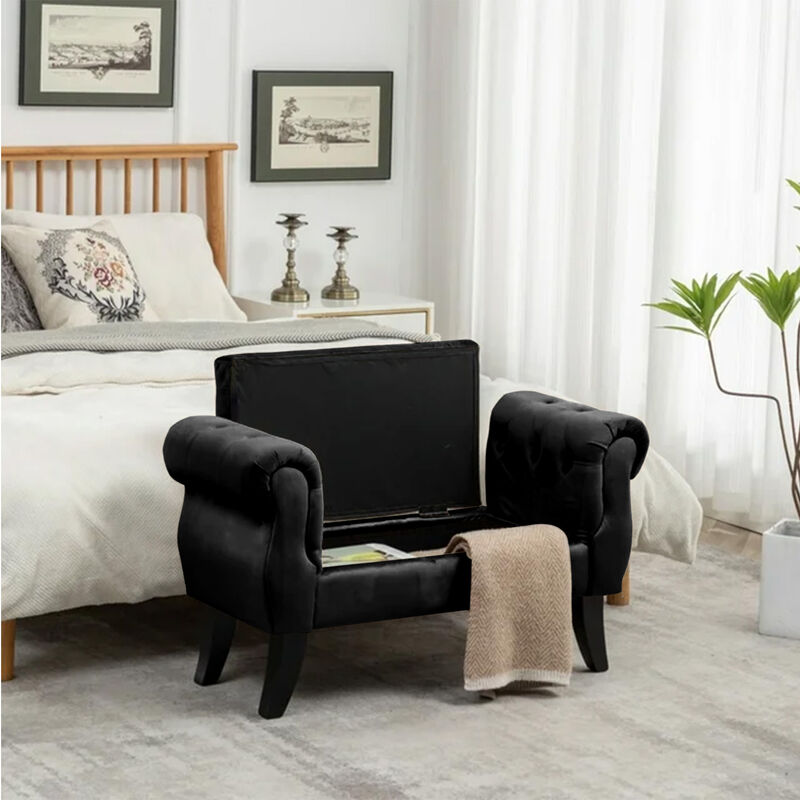 Villa Rivoli Panca Sgabello Stile Casa Di Campagna Francese - 94 Cm - Telaio In Legno Con Volute - Colore Nero Con Seduta Argento - 5