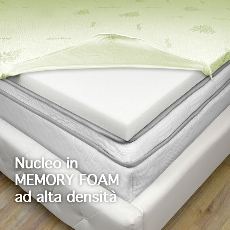 Topper Memory Foam 160x190 Cm 5 Cm - Made In Italy, Fodera Aloe Vera, Certificato OEKO-TEX - Foto 7