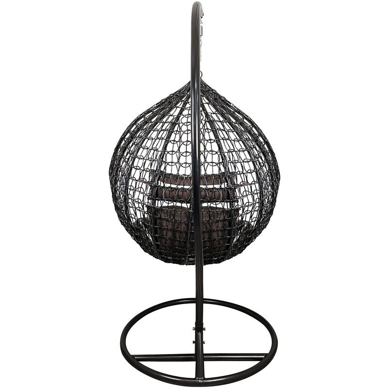 Poltrona Sospesa In Poly Rattan Con Cuscini - Dondolo Da Giardino O Interni, Portata 130 Kg - Foto 10