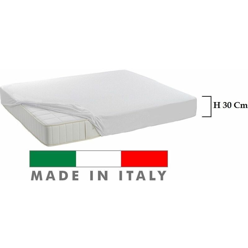 Coprimaterasso salvamaterasso 100% cotone sanitario antiacaro made in Italy  per materassi alti 30 Cm Bianco 