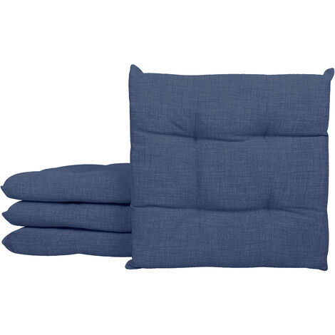 Set 4/6 Cuscini Sedia Con Lacci Cuscino 4 Punti Imbottiti Spessore 6 Cm Blu - 4 Pezzi