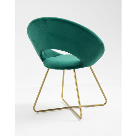 Poltroncina Imbottita Con Braccioli E Gambe In Metallo - Sedia Moderna In Velluto Per Camera, Cucina O Sala - Foto 10