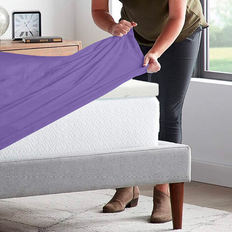 Lenzuolo Sotto 100% Cotone Per Materassi Alti Fino 30 Cm Avvolgente Lenzuola Con Angoli Elastici Singolo Matrimoniale Copri Topper Salvamaterasso Lilla - Matrimoniale