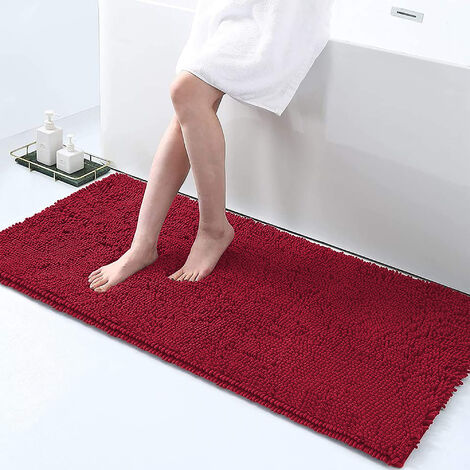 Tappeto Da Bagno Microfibra Super Soffice Lavabile In Lavatrice Antiscivolo Assorbente Lavaggio Rapido Super Morbido Bagno Doccia Camera Letto Bordeaux - 60x120 cm