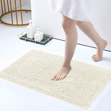 Tappeto Da Bagno Microfibra Super Soffice Lavabile In Lavatrice Antiscivolo Assorbente Lavaggio Rapido Super Morbido Bagno Doccia Camera Letto Crema - 50x80 cm