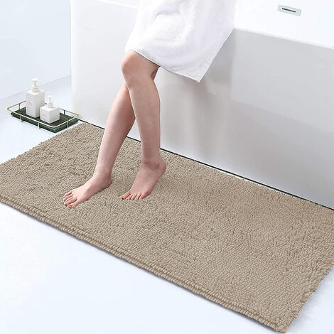 Tappeto Da Bagno Microfibra Super Soffice Lavabile In Lavatrice Antiscivolo Assorbente Lavaggio Rapido Super Morbido Bagno Doccia Camera Letto CaffeLatte - 60x120 cm