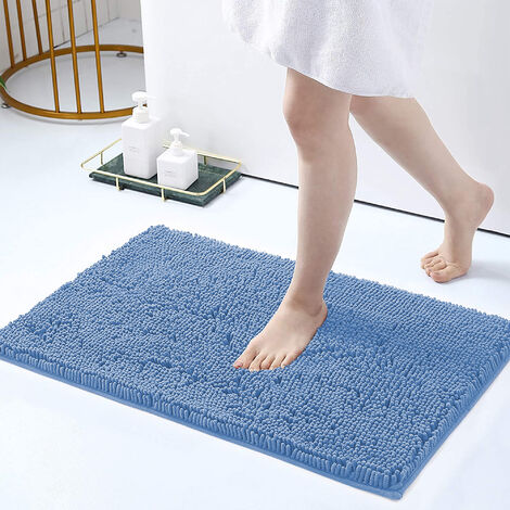 Tappeto Da Bagno Microfibra Super Soffice Lavabile In Lavatrice Antiscivolo Assorbente Lavaggio Rapido Super Morbido Bagno Doccia Camera Letto LightBlue - 50x80 cm