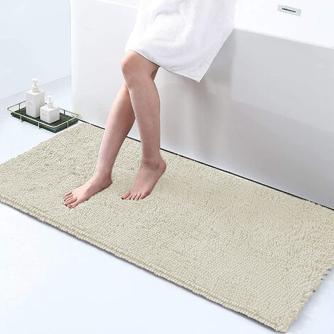 Tappeto Da Bagno Microfibra Super Soffice Lavabile In Lavatrice Antiscivolo Assorbente Lavaggio Rapido Super Morbido Bagno Doccia Camera Letto Crema - 60x120 cm