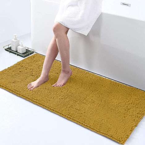 Tappeto Da Bagno Microfibra Super Soffice Lavabile In Lavatrice Antiscivolo Assorbente Lavaggio Rapido Super Morbido Bagno Doccia Camera Letto Ocra - 60x120 cm