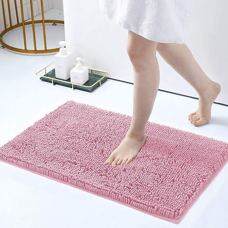 Tappeto Da Bagno Microfibra Super Soffice Lavabile In Lavatrice Antiscivolo Assorbente Lavaggio Rapido Super Morbido Bagno Doccia Camera Letto Rosa - 50x80 cm