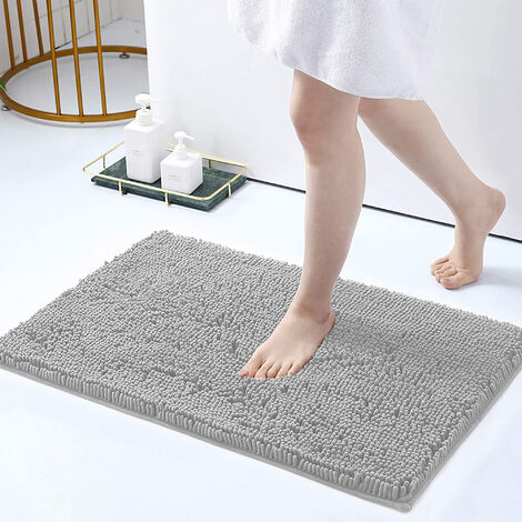 Tappeto Da Bagno Microfibra Super Soffice Lavabile In Lavatrice Antiscivolo Assorbente Lavaggio Rapido Super Morbido Bagno Doccia Camera Letto Grigio - 50x80 cm