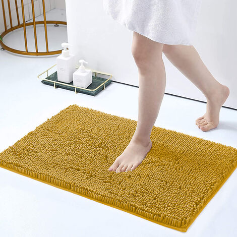 Tappeto Da Bagno Microfibra Super Soffice Lavabile In Lavatrice Antiscivolo Assorbente Lavaggio Rapido Super Morbido Bagno Doccia Camera Letto Ocra - 50x80 cm