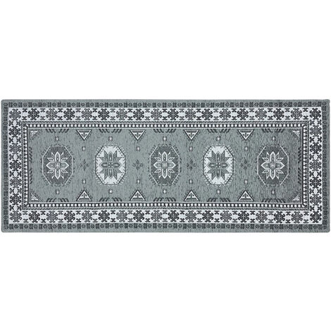 Tappeto In Morbida Ciniglia Corridoio Soggiorno Ingresso Passatoia Cucina Lavorazione Jacquard Camera Scendiletto Prodotto Italiano Antiscivolo  Dis1 Grigio - 55x115cm