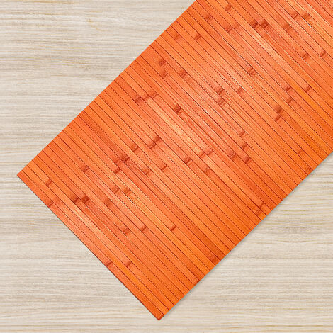 Tappeto Passatoia In Vero Bamboo Tappeto Cucina Ingresso In Legno Antiscivolo Aderente Lavabile E Antimacchia Tagliabile  Arancione - 50x100 cm