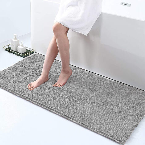 Tappeto Da Bagno Microfibra Super Soffice Lavabile In Lavatrice Antiscivolo Assorbente Lavaggio Rapido Super Morbido Bagno Doccia Camera Letto Grigio - 60x120 cm