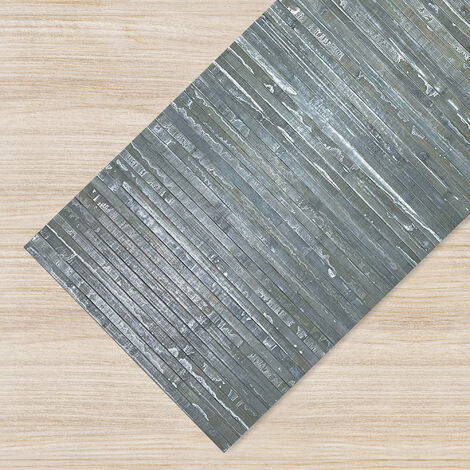 Tappeto Passatoia In Vero Bamboo Tappeto Cucina Ingresso In Legno Antiscivolo Aderente Lavabile E Antimacchia Tagliabile Grigio - 50x400 cm