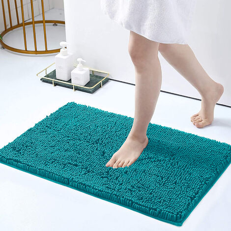 Tappeto Da Bagno Microfibra Super Soffice Lavabile In Lavatrice Antiscivolo Assorbente Lavaggio Rapido Super Morbido Bagno Doccia Camera Letto VerdeAcqua - 50x80 cm