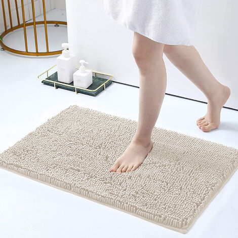 Tappeto Da Bagno Microfibra Super Soffice Lavabile In Lavatrice Antiscivolo Assorbente Lavaggio Rapido Super Morbido Bagno Doccia Camera Letto LightBeige - 50x80 cm