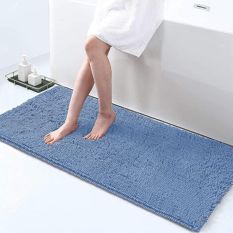 Tappeto Da Bagno Microfibra Super Soffice Lavabile In Lavatrice Antiscivolo Assorbente Lavaggio Rapido Super Morbido Bagno Doccia Camera Letto LightBlue - 60x120 cm