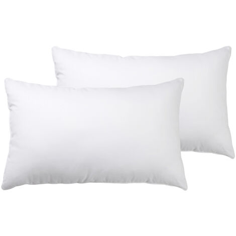 Guanciale Con Imbottitura In Vera Piuma Cuscino Letto Piumette Bianche Sterilizzate Lavate,Federa In Puro Cotone Rettangolare Soffice Made In Italy Bianco - 2 Pezzi