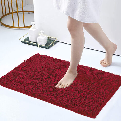 Tappeto Da Bagno Microfibra Super Soffice Lavabile In Lavatrice Antiscivolo Assorbente Lavaggio Rapido Super Morbido Bagno Doccia Camera Letto Bordeaux - 50x80 cm