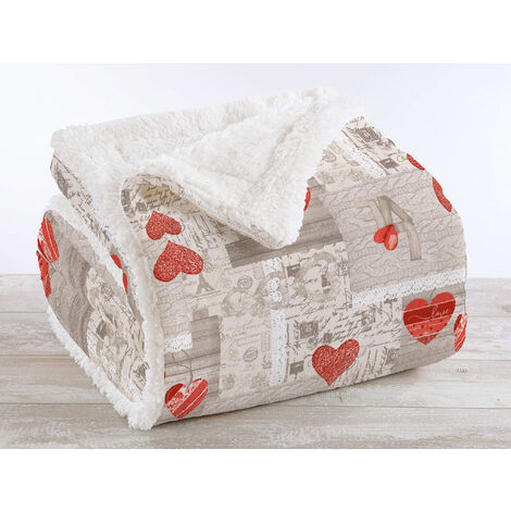 Coperta Plaid in Pile Sherpa Invernale in Finta Pelliccia 320 Gr-Mq Yak - Una piazza 150x200