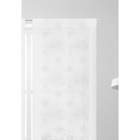 Tata Home Coppia Tende A Vetro Ricamate RAQUEL B1 | 100% Poliestere | 60x240 Cm | Colore Naturale/Beige