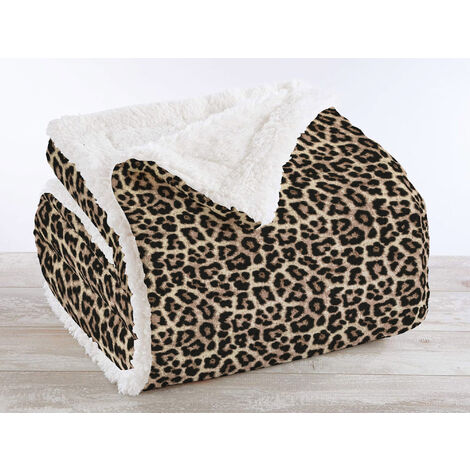 Coperta Plaid in Pile Sherpa Invernale in Finta Pelliccia 320 Gr-Mq Wild - Una piazza 150x200