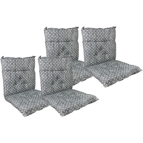 Set Cuscini Sedia Con Schienale Imbottiti Con Laccetti Banda Elastica 40 x 80 Cm CuoricinoPiombo - 4 Pezzi