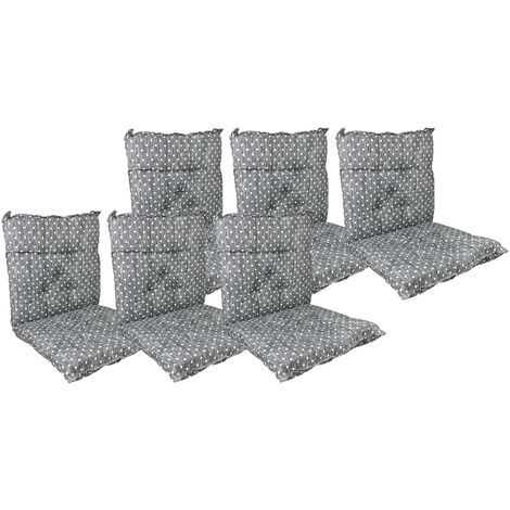 Set Cuscini Sedia Con Schienale Imbottiti Con Laccetti Banda Elastica 40 x 80 Cm CuoricinoPiombo - 6 Pezzi