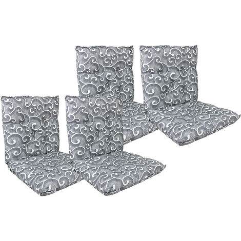 Set Cuscini Sedia Con Schienale Imbottiti Con Laccetti Banda Elastica 40 x 80 Cm InalayGrigio - 4 Pezzi