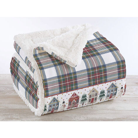 Coperta Plaid in Pile Sherpa Invernale in Finta Pelliccia 320 Gr-Mq Vermont 1 - Una piazza 150x200
