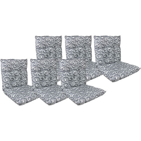 Set Cuscini Sedia Con Schienale Imbottiti Con Laccetti Banda Elastica 40 x 80 Cm InalayGrigio - 6 Pezzi