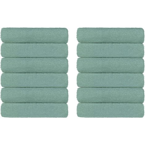 Set Asciugamani Bagno 100% Cotone Super Assorbenti Telo Doccia Spugna Professionali Salvietta Lavetta Viso Asciugamano Salviette Teli Asciugamano Ospite Qualità Hotel Lavette 12 Asciugamani - Salvia
