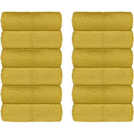 Set Asciugamani Bagno 100% Cotone Super Assorbenti Telo Doccia Spugna Professionali Salvietta Lavetta Viso Asciugamano Salviette Teli Asciugamano Ospite Qualità Hotel Lavette 12 Salviette viso - Oro