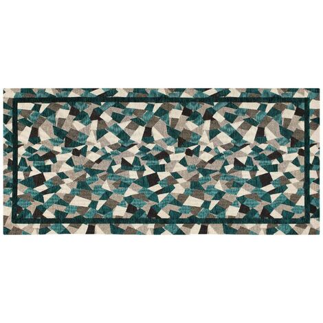 Tappeto Cucina In Ciniglia Arredo Moderno Passatoia Multiuso Ingresso Corridoio Antiscivolo Prodotto Italiano Disegni Piazzati Cotone Varie Misure Lavabile In Lavatrice Lavatrice Mosaico Petrolio - 57