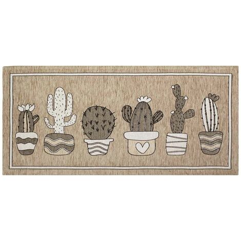Tappeto Cucina In Ciniglia Arredo Moderno Passatoia Multiuso Ingresso Corridoio Antiscivolo Prodotto Italiano Disegni Piazzati Cotone Varie Misure Lavabile In Lavatrice Lavatrice Cactus Visone - 57x14