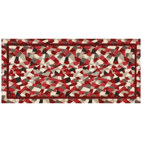 Tappeto Cucina In Ciniglia Arredo Moderno Passatoia Multiuso Ingresso Corridoio Antiscivolo Prodotto Italiano Disegni Piazzati Cotone Varie Misure Lavabile In Lavatrice Lavatrice Mosaico Rosso - 57x19