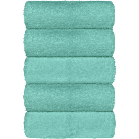 Set Asciugamani Bagno 100% Cotone Super Assorbenti Telo Doccia Spugna Professionali Salvietta Lavetta Viso Asciugamano Salviette Teli Asciugamano Ospite Qualità Hotel Lavette 5 Lavette - Verde