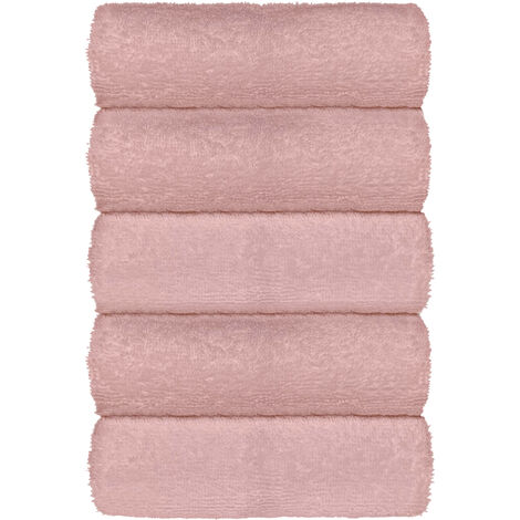Set Asciugamani Bagno 100% Cotone Super Assorbenti Telo Doccia Spugna Professionali Salvietta Lavetta Viso Asciugamano Salviette Teli Asciugamano Ospite Qualità Hotel Lavette 5 Lavette - Rosa